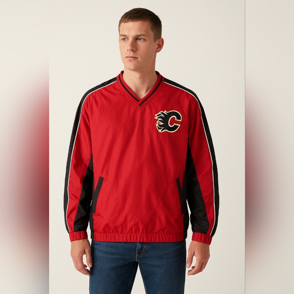 Vintage G-III Sports NHL Calgary Flames Windbreaker Pullover Jacket Large